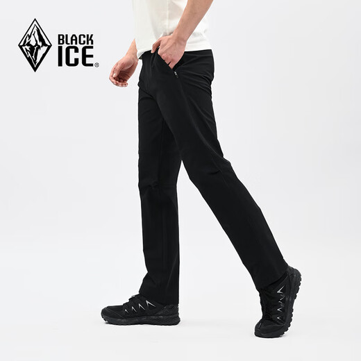 Black Ice 25 New Men's Casual Outdoor Hiking and Mountaineering Pants Water-Repellent and Wear-Resistant Stretch Soft Shell Pants F2614MJ Black L