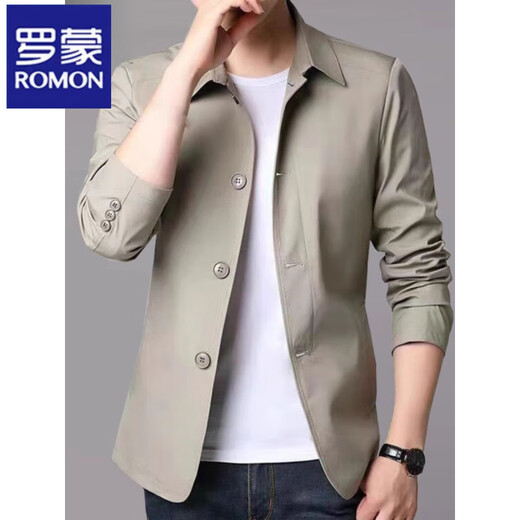 Romon (Romon) Frühlings- und Herbst-Herrengeschäft Casual Jacket Anzug mittlerer und junger Menschen mit Mitte der Farbe Dünne koreanische koreanische Windbreaker-Jacke hellgrau 1048 m [Vorgeschlagen 98-118jin [Jin gleich 0,5 kg]]