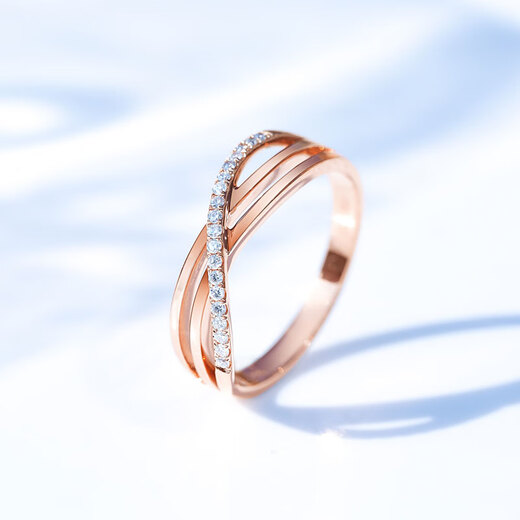 Li Biao Star Rail Row Ring 18K Gold Diamond Ring Women's Row Ring Broken Diamond Ring Group-set Diamond Color Gold Diamond Ring Women's Total 11 Points of Diamonds (17 Diamonds) FG Color VS Clarity No. 10 Finger Ring K White