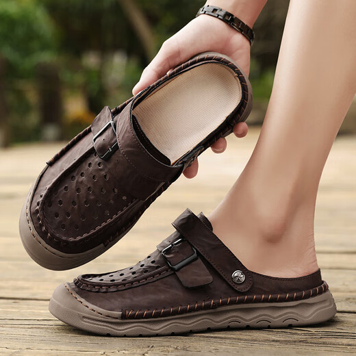 Sandalen Herren trendy Outdoor Sports Kleidung Bag-Toe Casual Schuhe Pantoffeln 2025 Neue Sommer atmungsablöschbare Männer Beachschuhe grau [Mikrofaserleder A673] 45