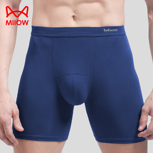 Cat men sports underwear for men's anti-grinding legs extended legs fat man five-point pants Modal boxer jogging long boxer trousers black + gray + royal blue 3XL recommended 130-150Jin [Jin equals 0.5 kg]