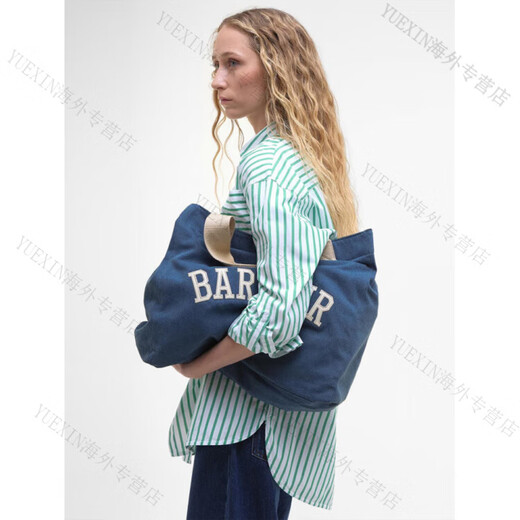 Barbour英国 Barbour 品牌刺绣logo做旧复古百搭大号帆布手提托特包 Denim