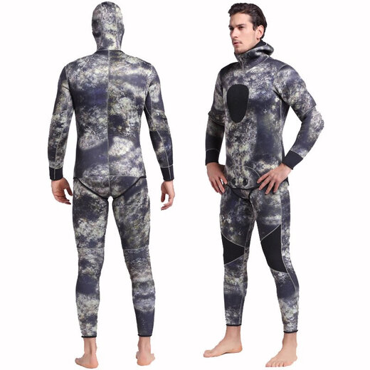 Shabat 5mm thickened diving suit men's split warm snorkeling and cold-proof deep diving equipment long-sleeved swimsuit women 1049 split 5MM black M