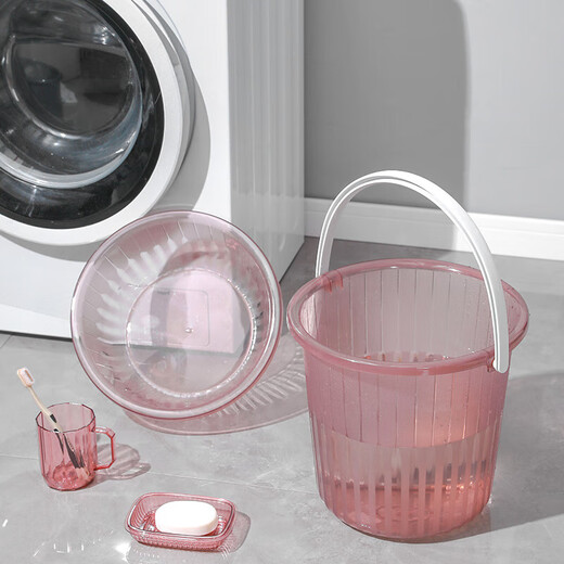Student Schlafsaal verdickter Plastikeimer mit Wassereimer für Haushaltswasserlager Badezimmer Handheld Wäscherei Eimer Transparent Eimer 1049 zufällige Farbe mittelgroße Größe