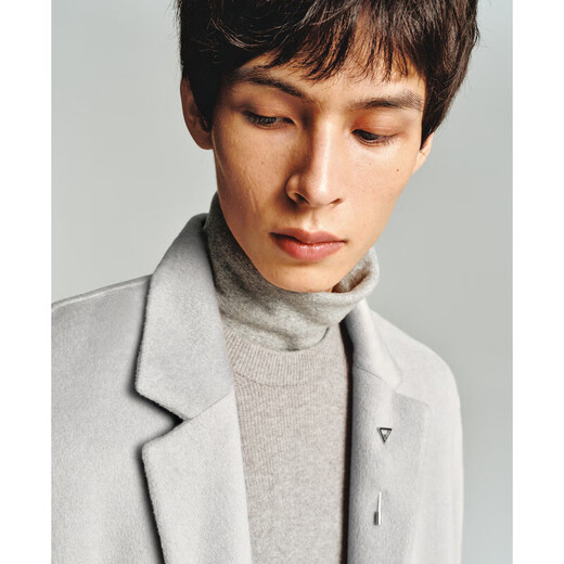 
Peacebird men's woolen coat men's mid-length lapel single-breasted casual wool coat gray 1 (combined) L