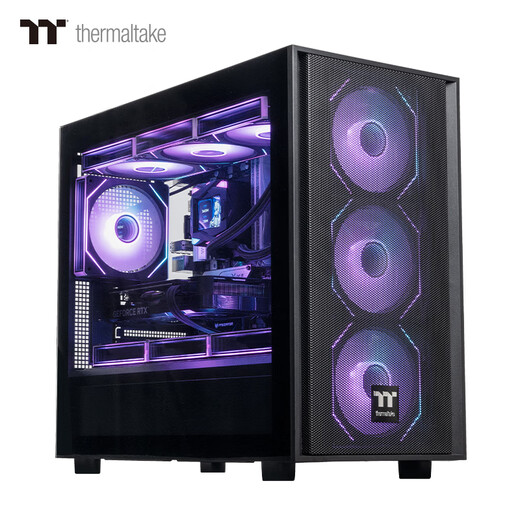 Thermaltake（Tt）钢影风S-M 海景房机箱 电脑主机 黑色（M-ATX主板/支持360水冷/12风扇位）