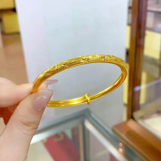 Linzimo Hong Kong gold 18K glossy bracelet for women, real gold 18K meteor shower bracelet, gold shop bracelet, holiday gift for wife, 26g glossy bracelet (gives ring)