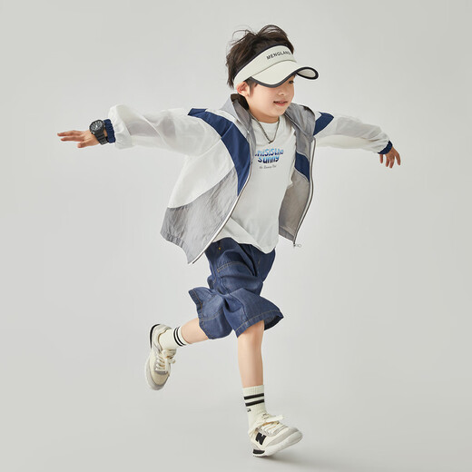 Duoduojia [Geometrische drei Symbole] Jungen Sommerleichter Jacke Kinder im Freien mit Kapuze mit Kapuze Kleidung Kleidung für Kinder Kleidung Mücken Anti-Luft-Konditionierung Hemd