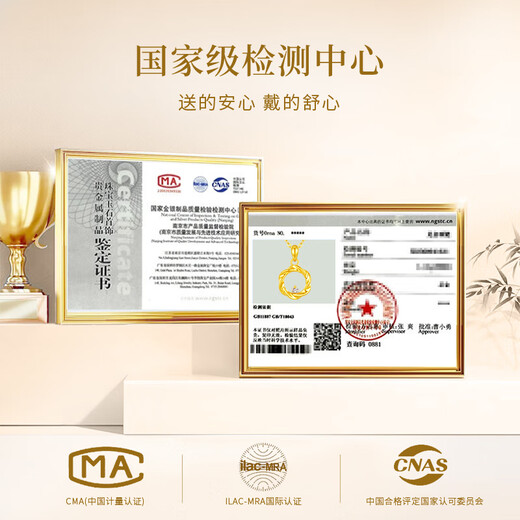 China Gold (CHINA GOLD) Mobius 18k gold necklace women's pendant birthday gift for girlfriend and wife 18K gold Mobius set chain souvenir