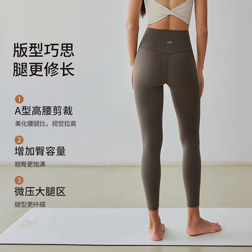 Gigt Jiji moving pants, yoga pants for women with nude feeling, tummy control and butt lifting, shark pants to modify the legs, fitness pants, Pilates outfit (lilac long sleeves + graphite gray pants) Recommended matching M Recommendation 110-125 Jin Jin equals 0.5 kg