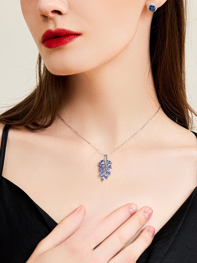 DYAI sterling silver natural tanzanite pendant necklace accessories women's light luxury high-end pendant niche birthday gift sterling silver necklace + brand gift box