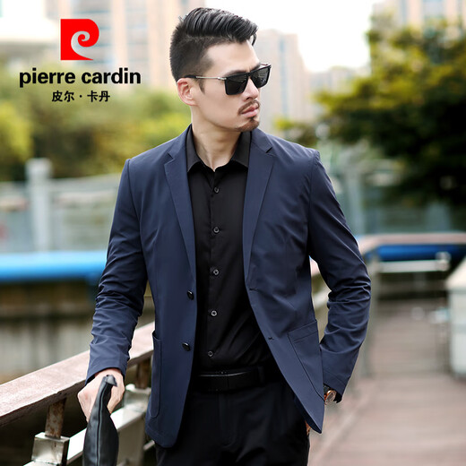 Pierre Cardin high-quality casual suits for men spring new business suits middle-aged men's autumn jackets spring and autumn thin tops black XL 180