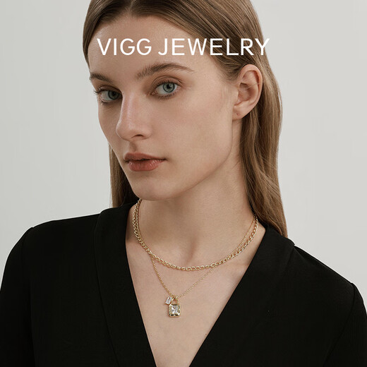 VIGG锁项链女感新款毛衣锁骨链小众百搭复古吊坠配饰品 锁项链