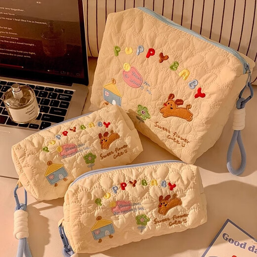 Muxingyu High Anlue Makeup Bag, портативная сумка для хранения для хранения в больших возможностях, средства для ухода за кожей и туалетные комнаты Сумка для щенка детская сумка для хранения белый