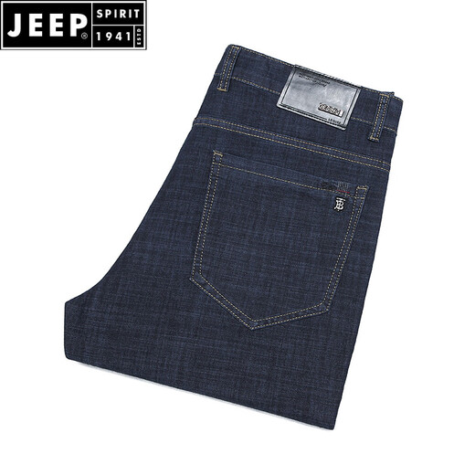 JEEP SPIRIT夏季薄款牛仔裤男士弹性舒适冰丝棉男裤商务休闲宽松直筒牛仔长裤 W723蓝黑 29