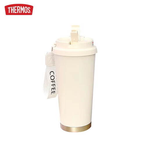 膳魔师（THERMOS）创意耿鬼保温杯大容量吸管水杯便携双饮口咖啡杯子新款男女高颜值 BXAB13796幽灵蓝+配挂绳 316不锈钢