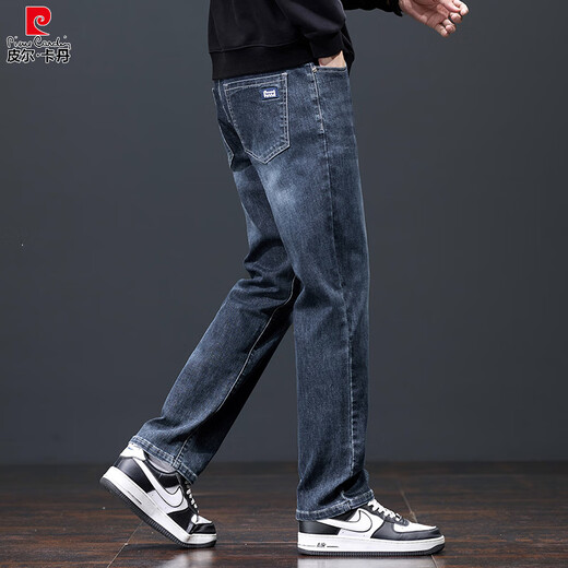 Pier Cardin Jeans Pantalones de hombres delgados heterosexuales de los hombres 2025 Nuevo verano Pantalones largos de alta gama Primavera y verano 829 Black Grey 28