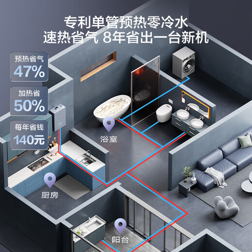 Robam J series water heater J60 gas water heater zero cold water 20 liters supercharged lower fan energy saving household constant temperature free door-to-door installation state subsidies trade-in