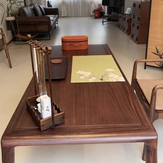 咏幻茶桌椅组合泡茶台色客厅茶几茶桌 素净桌+主人椅+2月牙凳+茶边几 14068cm