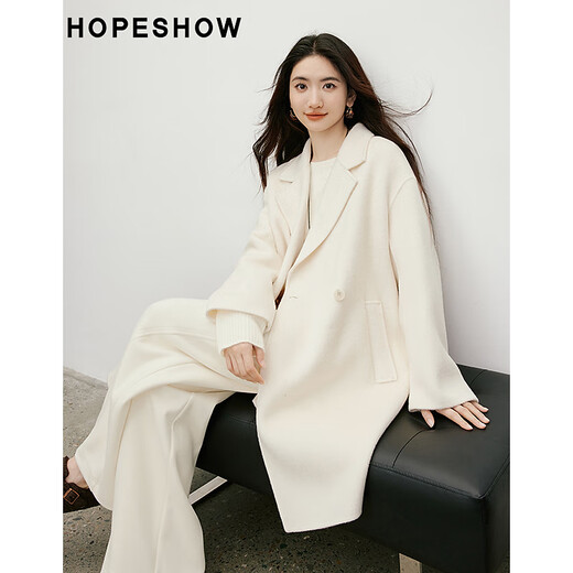 Red sleeve high-end double-sided woolen coat 2025 winter new women's clothing Quiet luxury and smart sense 100% sheep wool coat Ash 056 L