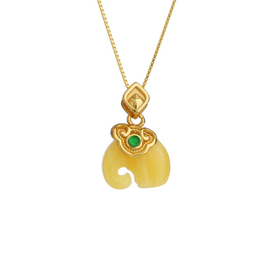 Potala Palace beeswax auspicious elephant pendant for women, 925 silver necklace, fashionable clavicle chain, original design, birthday gift for girlfriend