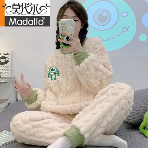 Modal pajamas women's autumn and winter flannel thickened coral velvet student suit long sleeve spring and autumn wear pullover home clothes D04# starfish XL recommendation 110-125Jin[Jin equals 0.5 kg]
