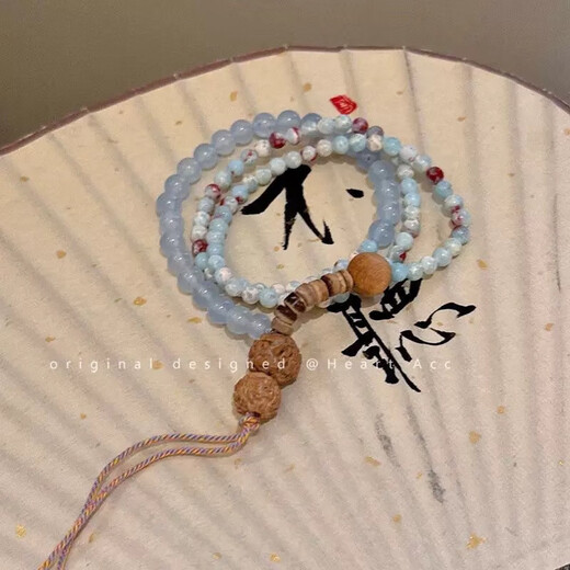 Zen Ancient Style Bow Doppelschicht Glas Perlenarmband für Frauen Neue chinesische Stil Superfee süße und einfache Student beste Freundin Hand M1105 [Doppelkreis Red Perlen Lion Awakening] Armband