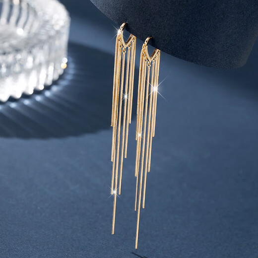 Qlady gold long tassel earrings feminine high-end ear buckle earrings 2025 new niche unique earrings gift