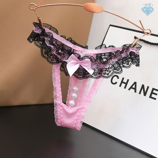 Low-waisted briefs for women, thong for students, small underwear for girls with pearls, lace, large size, young women's sex, thong for students