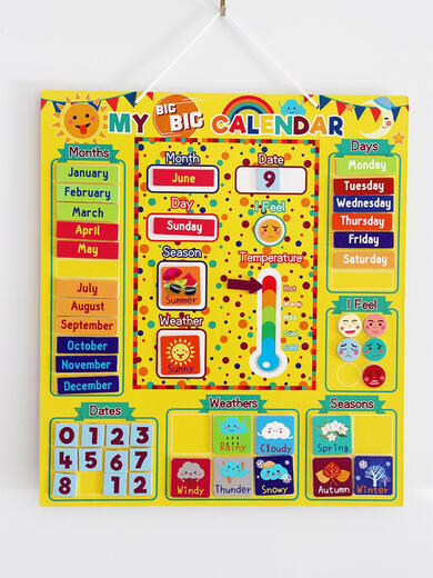 Kinderwetter -Kognitionsbrett Mein kleines Kalender Board Magnetic English Lernwand Diagramm Wochenmonat Unterrichtshilft Word Yellow English Magnetic Wall Diagramm 48 Zubehör