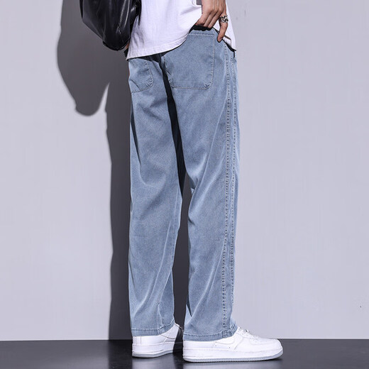 
Phelos summer thin Laiser Tennis casual pants for men's trendy loose straight-leg pants tied with ice silk pants KK1048 dark gray M (90-110Jin[Jin equals 0.5 kg])