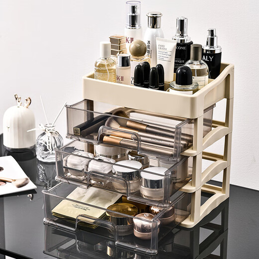 Cosmetic storage box, simple large-capacity drawer style desktop dustproof student dormitory office bedroom ins style four-layer three-drawer style 25.8*19*29cm