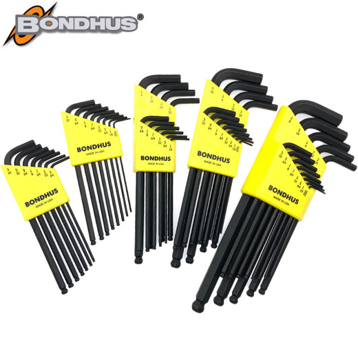 Miaoyou American BONDHUS metric imperial ball head hexagon wrench 10946 10992 10999 10995 Flat head 12137 Imperial 13 packs 0.05-3/8