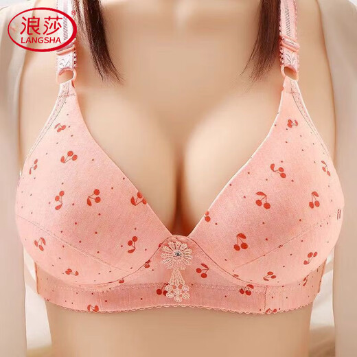 浪莎（LangSha）高档纯棉大码薄款文胸聚拢无钢圈内衣舒适收副乳防下垂透气妈妈 紫色 90B 40