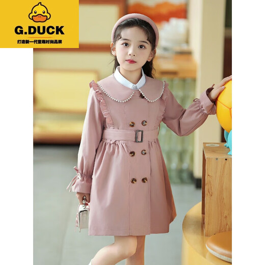 G.Duckkids Girls 'Jacke Frühling Frühling mit mittlerer Windbreaker modische große Kinder lässige Top 24 New Children's Clothing British Style Coat Pink 140 cm