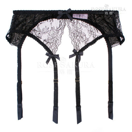 Luoying garters, rubber buckles, metal buckles, ribbons, garters, European and American stockings, stockings, black M