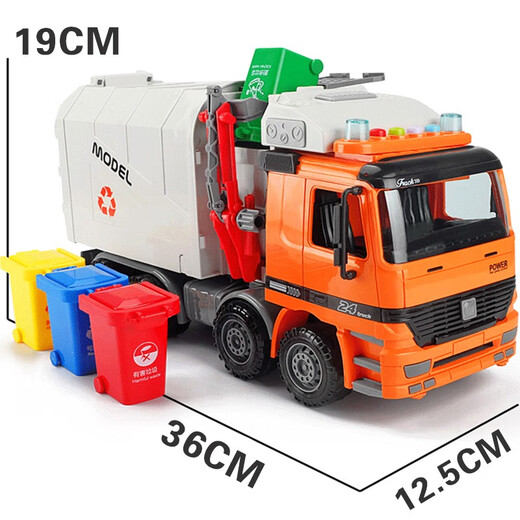 Xinwanan Children's Large Sanitation Hand-Carrying Garbage Truck Boy Alloy Toys Inertial Drop-resistant Classification Bucket Cleaning and Sweeping Car Gift Box Packaging Alloy Sanitation Dump Truck Huilike