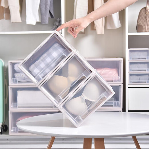 Kleidung Aufbewahrungsbox Plastiklagerbox Schublade Transparente Garderobe Aufbewahrungsschrank Unterwäsche Aufbewahrungsbox Kleidung Sortierbox C3523 Tiefe 45 Breite 35 Höhe 2 3 Meter grau transparent ein Pack