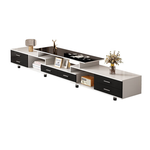 
Liku TV Cabinet Flooring 2025 Latest Modern Simple Living Room Small Household Retractable Coffee Table TV Cabinet Combination Recommended | Four-door Retractable (120-170) Black and White Assembly (Only Installed)