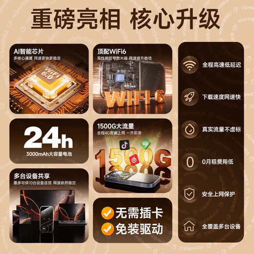 WFWQ La máquina Huawei es adecuada para 5G Gigabit portátil WiFi6 conmutación de tres redes de alto tráfico a nivel nacional tráfico inalámbrico móvil universal sin tarjeta tráfico ilimitado enrutador de banda ancha para automóvil 2025 versión mejorada WiFi6 portátil conmutación de tres redes a voluntad