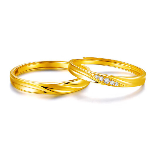 Stephen's birthday gift 18K gold ring couple engagement wedding ring light luxury Ag plated 24K gold ring local warehouse/next day delivery light luxury style pair Ag