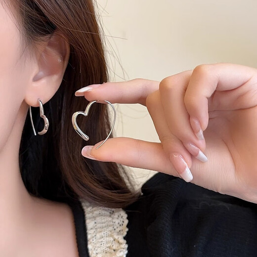 Miao Yijia earrings hoops for women 2025 new earrings temperament earrings birthday gifts light luxury niche high-end earrings for big faces square and round faces Tiancai simple love earrings