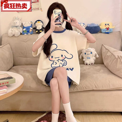 金迈鸟初中生睡衣女 卡皮巴拉母女睡衣子装中大童夏季短袖儿童家居服女 TN829-帕恰狗 40 8码【身高100-11b