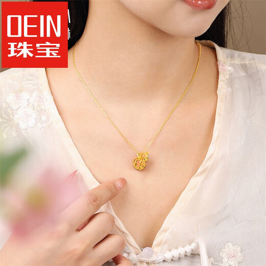 OeinOEIN jewelry Ruyi filigree gourd yellow 18k gold pendant women's fashion color gold necklace pendant default silver necklace