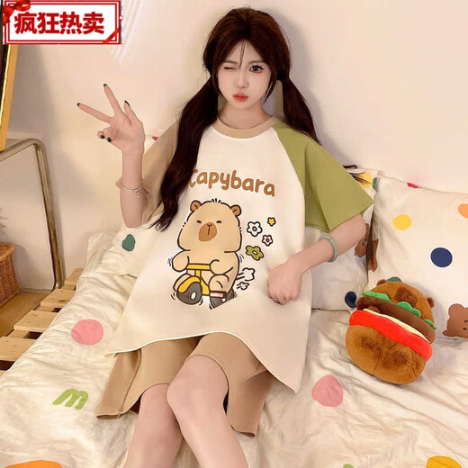 金迈鸟初中生睡衣女 卡皮巴拉母女睡衣子装中大童夏季短袖儿童家居服女 TN829-帕恰狗 40 8码【身高100-11b