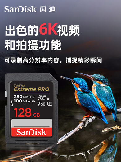 闪迪（SanDisk）128G内存卡sd卡 V60单反高速相机佳能富士通用存储卡 SDSDXEP-064G-ZN4IN