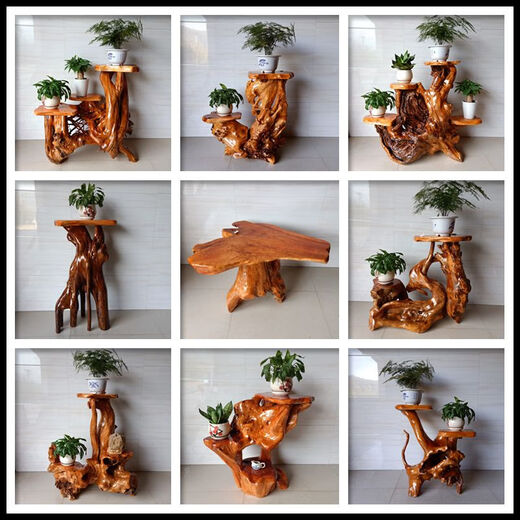 Block Wurzel Carving Rack Baumwurzel Natures Ornament Wohnzimmer Mehrschicht Bonsai Rack Fischtank feste Holzbasis Balkon 16868