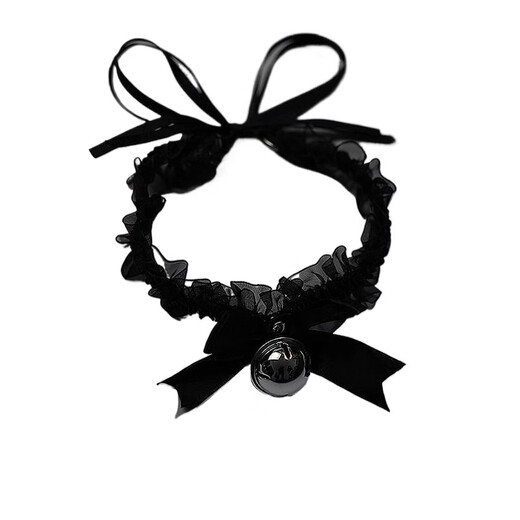 Fat Donglai purchasing the same style neck strap collar lace bow bell necklace female choker neck accessories hanging neck black big jingle collar