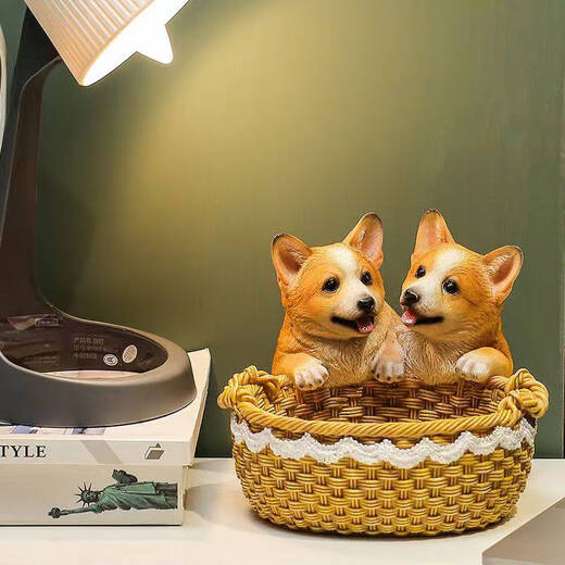 Yusenyi kreativer Hundeingangsschloss Aufbewahrungs Ornamente am Tür Eingang Schuhschrank Desktop Dekoration New Home Geschenk Handwerk Doppelgolden Retriever 14068y