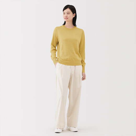 Suéter de cuello redondo lavable para mujeres de Muji para mujeres para suéter de punto de punto para mujeres durante 25 años en otoño nuevos productos para mujeres Ropa de mujer XL (165/92a)